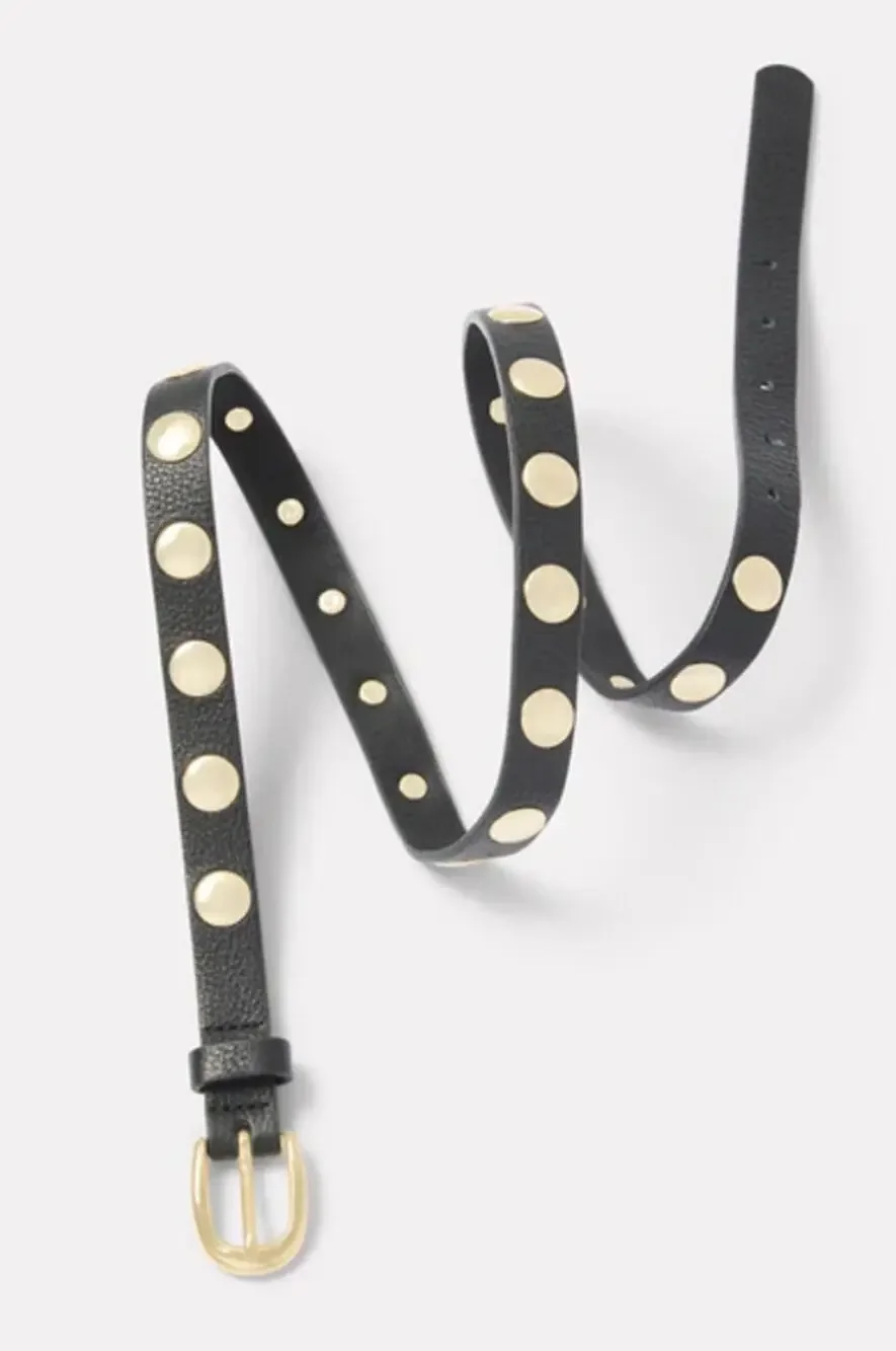 EVEREVE Skinny Lennox Studded Belt Black and Gold Women's XS/S